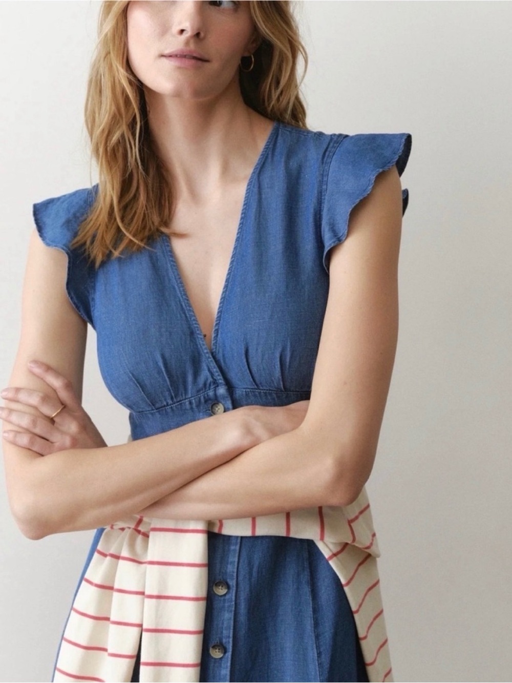 Marine Layer Blue Denim Button-Front Maxi Dress - Picture 4 of 6